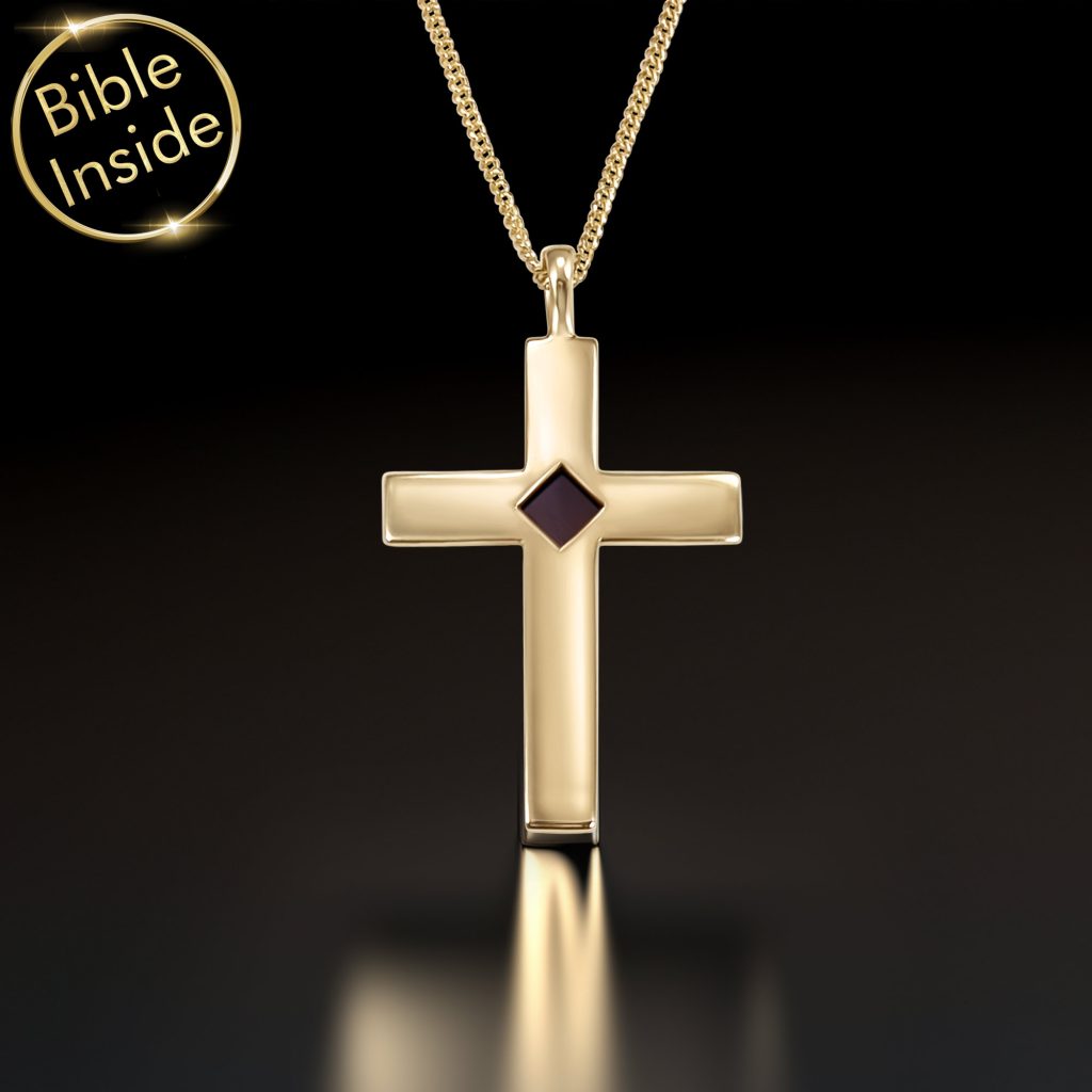 Spiritual Jewelry for Men Cross Pendant With Bible Inside by My Nano Jewelry